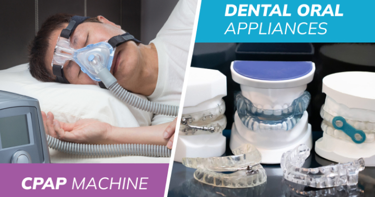 Image showing the difference between a CPAP machine and a dental oral appliance